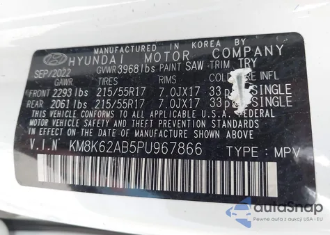 2023 Hyundai Kona Sel from USA, damaged, VIN KM8K62AB5PU967866